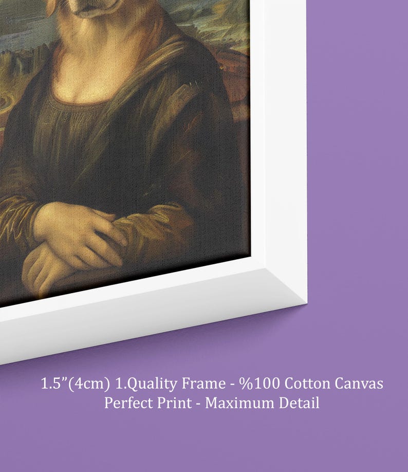 Funny Golden Retriever Mona Lisa Canvas, Altered Art Da Vinci Parody ...