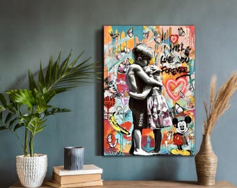 I Will Love You Forever Canvas | Banksy-Inspired Pop Art | Stylish Graffiti Wall Art for Home and Romantic Decor