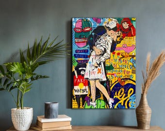 POP ART Wall ART, Love Wall Art, Pink Love Art, Banksy Style