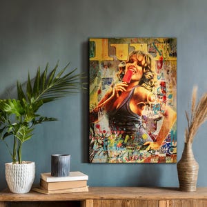 Banksy Style Ice Cream Parano Pop Art Canvas Wall Art - Street Graffiti Ice Cream Artwork - Modern Urban Decor for Home & Office