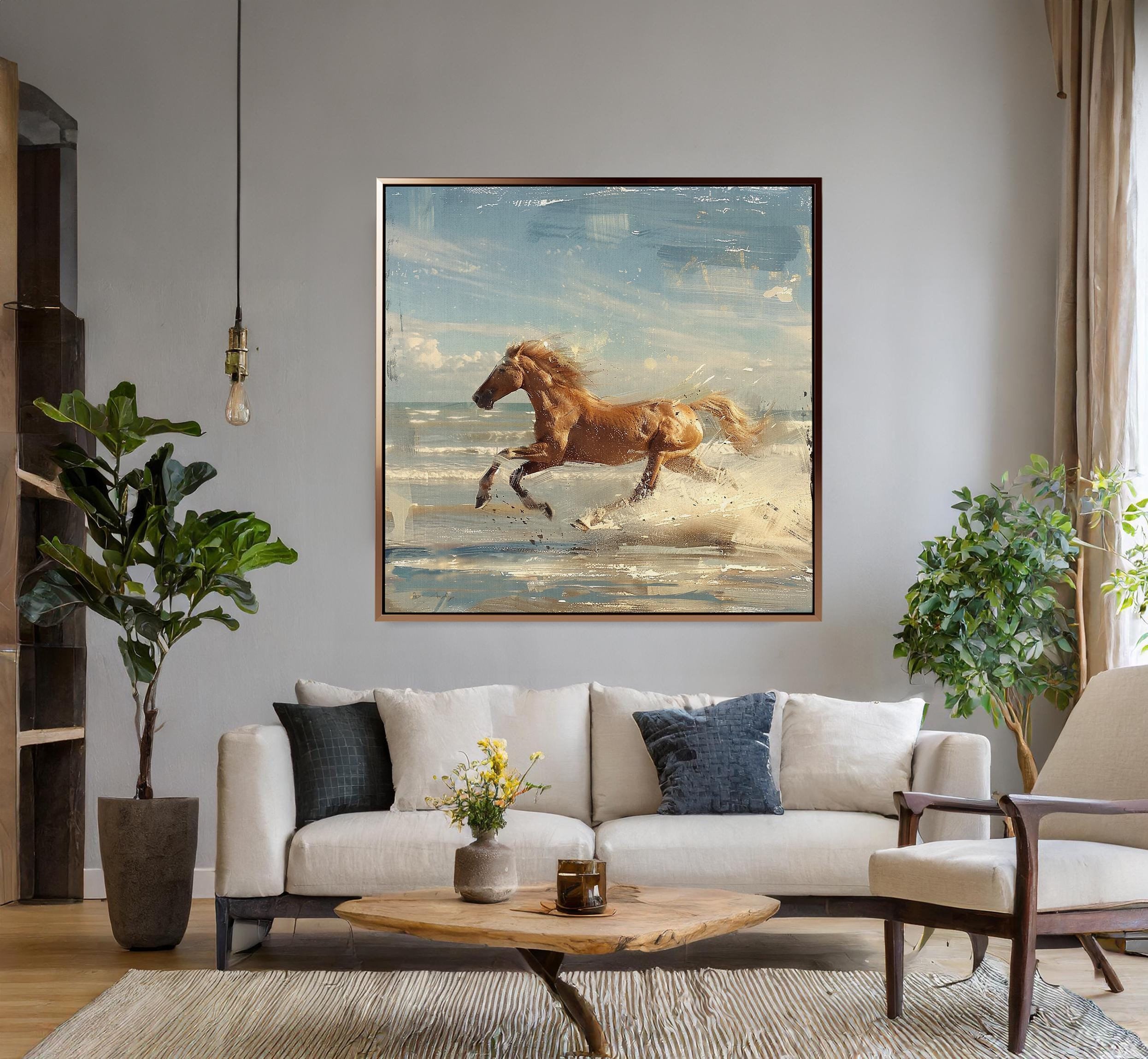 Horse Running on the Beach Painting - Canvas Print, Rolled Canvas & Framed Canvas | Equestrian Art