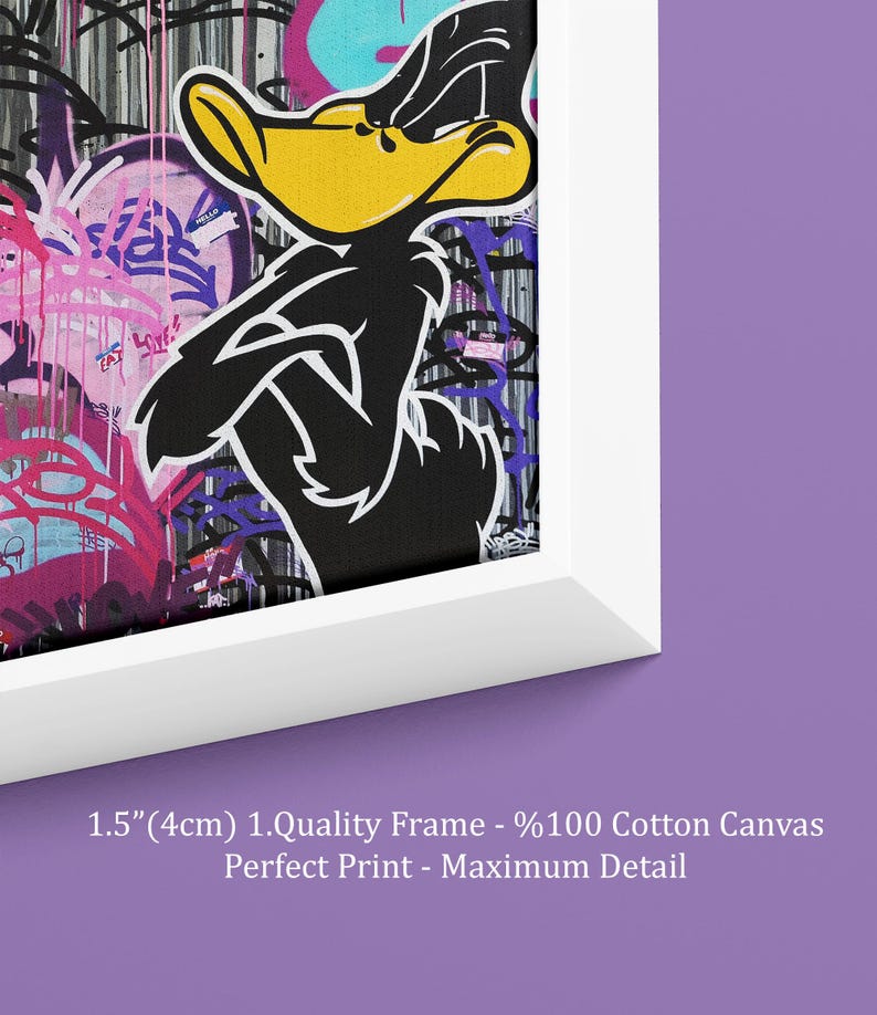 Luxury Daffy Duck Pop Art Painting, Unique Canvas Print for Home, Ideal ...