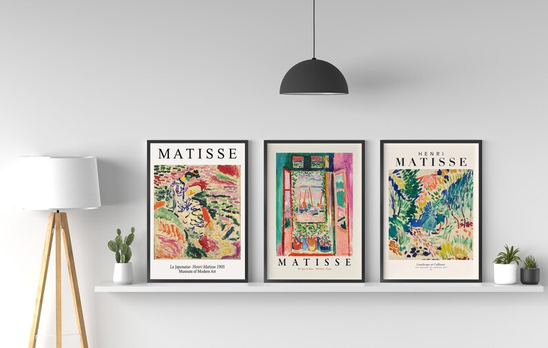 Henri Matisse Print Set of 3 Exhibition Wooden Framed Wall Art or ...