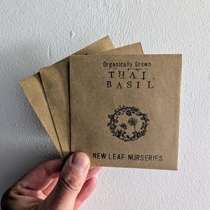 Basil, Thai Seeds in a Hand-Stamped Packet - Packs of 200, 400 or 2000 Seeds