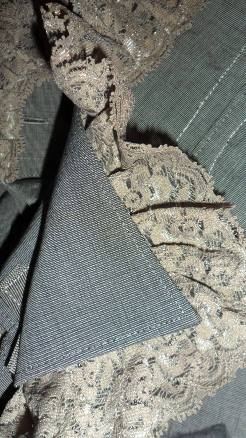 Image of steampunk Gents Grey Cotton Lace Shirt