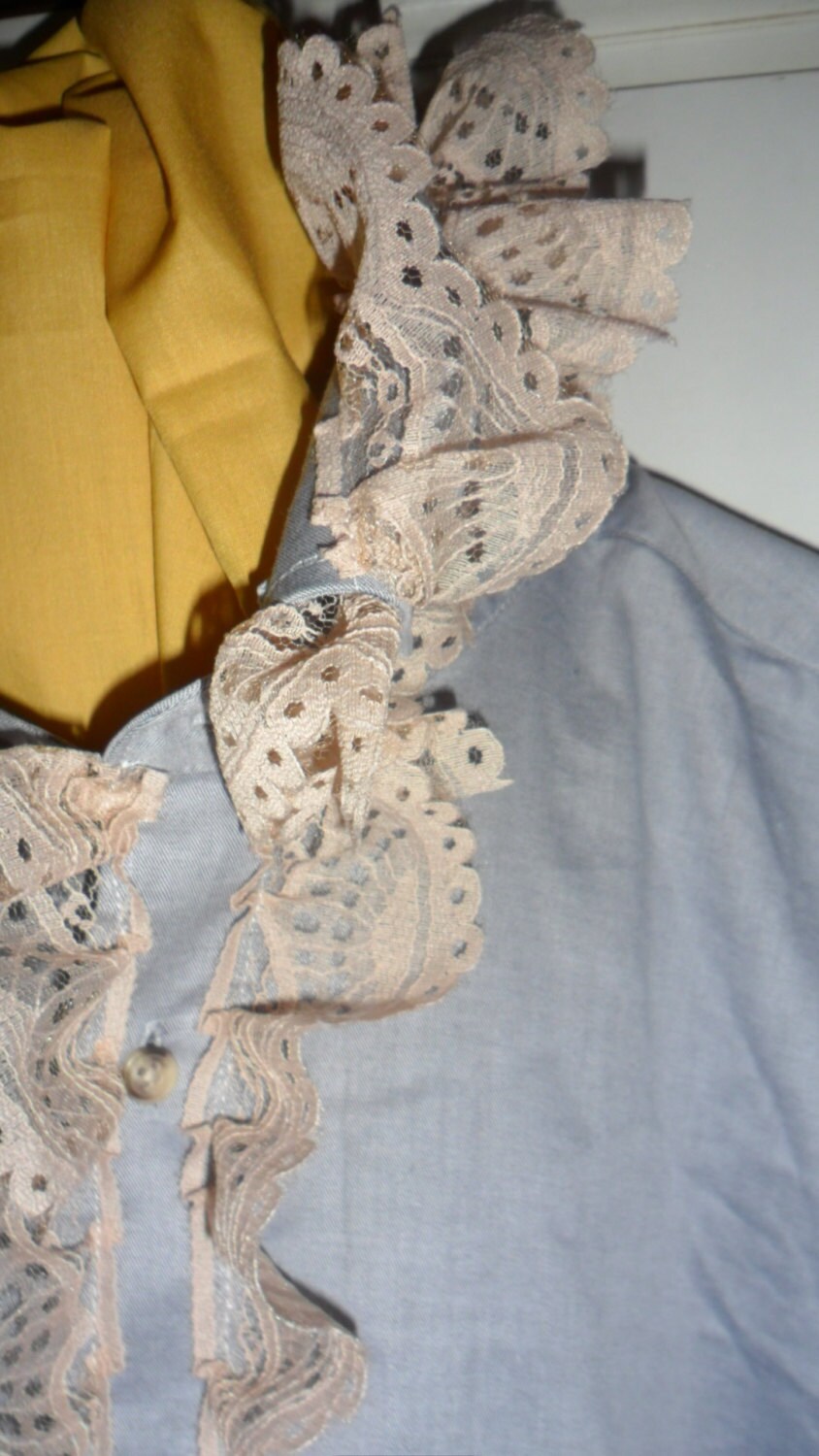 Image of steampunk Gents Grey Cotton Lace Fop Shirt