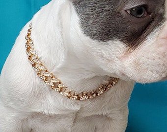 Cuban Link  /Supper cute dog neck chain gold color/ Jewelry for pet /Jewelry collar for  Frenchie/Cat neck jewelry collar /