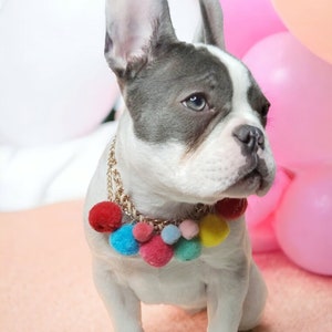 Supper cute dog neck chain gold color/ Jewelry for pet /Jewelry collar for  Frenchie/