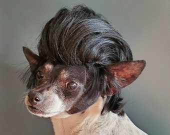 John Travolta Cute  black color wig  for your pet /Halloween  costume dog wig/