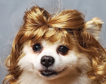 Pet   wig  brown color  for dog or cat /dog costume / Cat costume / Pet costume / Halloween dog costume /