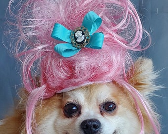 Pet  Marie Antoinette   wig pink  color  for dog or cat / Halloween dog wig  / Costume dog wig /