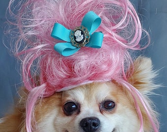 Pet Marie Antoinette Wig Pink Color for Dog or Cat Halloween Dog