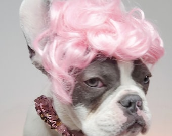 Pink color wig /Pet   wig   for dog or cat /Halloween pet wig /Halloween pet costume/Dog costume /Cat costume /