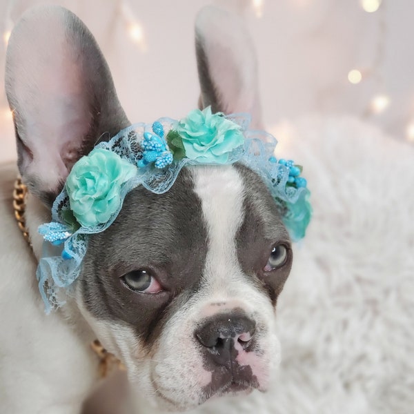 Flower crown  / Garden Flowers Pet wedding Set /Flower Crown/ Dogs Floral Headband /Cat Flower Crown Outfits/