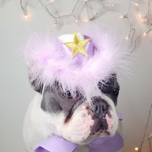 Cowboys hat white  color with pink colorfeather/ Hat for pet  / Small cowboys hat for dog / Cowboys dog costume /