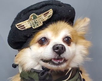 Army Set  black color  hat and bandanna scarf set for dog or cat