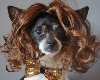 Pet   wig  brown color  for dog or cat / Halloween dog wig/