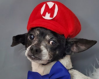 Supper Mario hat red color  for dog or cat  Small animal Doll /Halloween dog hat /Dog costume /Cat costume /