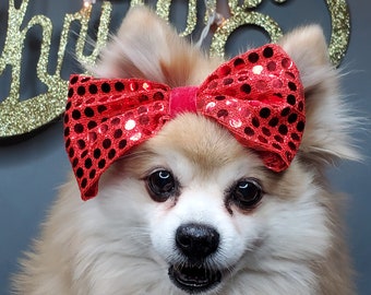 Christmas red bow  // Dog Halloween Bow //  Costume || Dog Neck Tie || Pet Bow Tie || Dog Clothes/