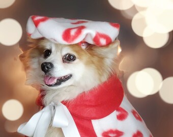 Valentine's  Beret and  Cape cover for dog cat or small animal / Costume/ Pet