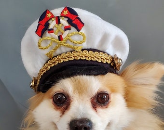 Captain hat for dog or cat  Small animal Doll /Halloween pet hat /Captain pet costume/