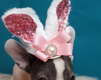 Set for your pet Easter Bunny hat  and bow set for dog or cat /Dog costume/