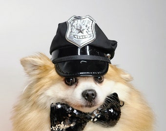 Pilot Pet Hat, Blue Police Costume for Small Dogs & Cats