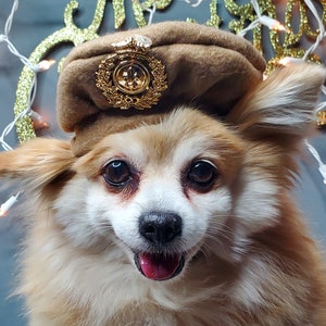 Beret  hat  cream color  for dog or cat  Small animal Doll