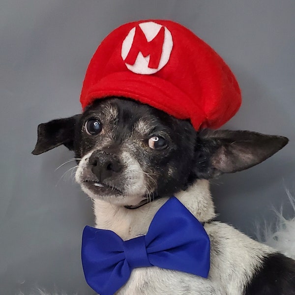 Supper Mario hat red color  for dog or cat  Small animal Doll /Halloween dog hat /Dog costume /Cat costume /