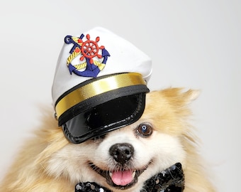 Captain hat for dog or cat  Small animal Doll /Halloween pet hat /Captain pet costume/