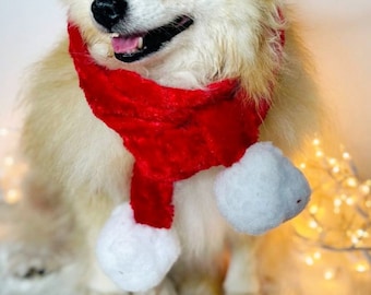 Christmas  santa  scarf for your pet / Dog scarf / Scarf for cat / Red scarf for pets /