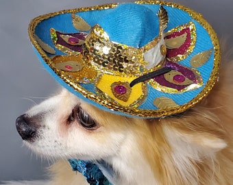 Dog Sombrero and Bow Tie Set, Pet Fiesta Costume