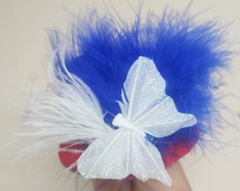 Elegant hat with   feather and   flower for dog or cat /Hat for small pet /Costume for dogs/