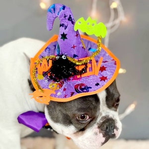 Witch hat for dog/ Black color Halloween hat with bow tie/Dog costume/Halloween costume/Cat Halloween costume/Dog costume image 5