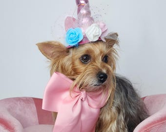 Pet Unicorn Hat and Bow tie  Halloween Dog Costume