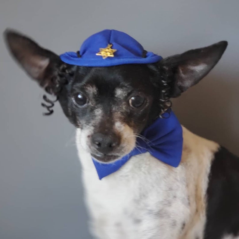 DOG KIPPAH Hanukkah hat and bow set for dog or cat/Hanukkah dog gift/Yarmulke for dogs/Yarmulke for cats//Kippah for dog image 6