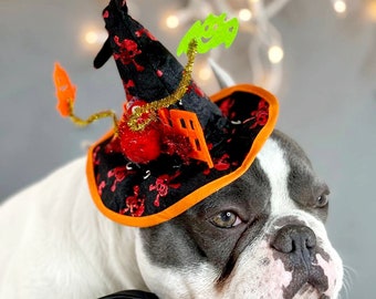 Hondenheksenhoed en vlinderdas - Halloweenkostuum, huisdierkostuum