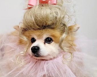 Pet  Marie Antoinette   wig blond  color  for dog / Halloween pet wig / Costume wig  for dogs /Dog costume /Cat costume
