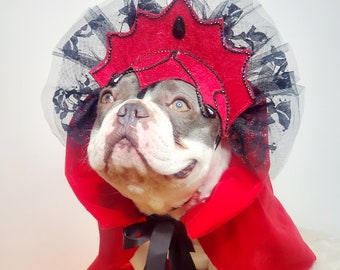 Witch headband for  large dog/ Black and red color Halloween costume// Halloween costume for dog /