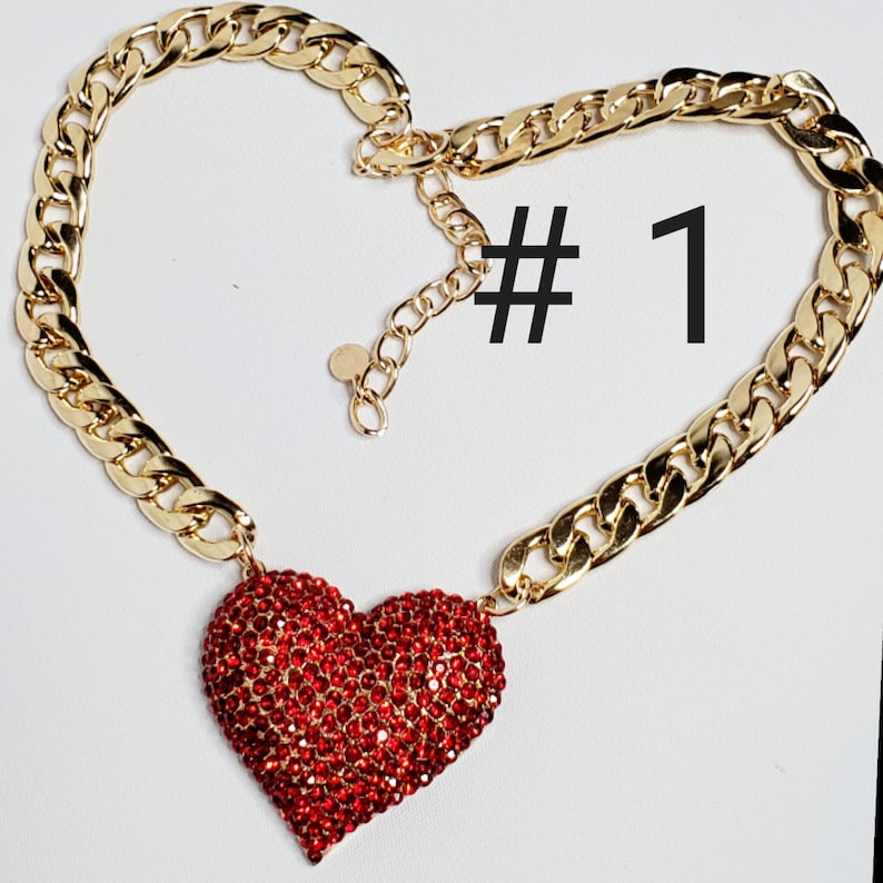Supper cute dog neck chain gold color with red heart Frenchie color jewelry