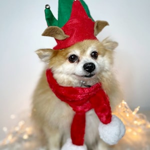 Elf Dog Hat /Elf Cat Hat / Elf Hat Costume for Pets /Dog Top Hat /Christmas Hat Costume