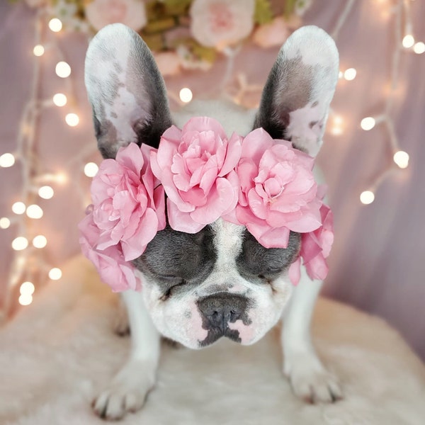 Flower crown  / Garden Flowers Pet wedding Set /Flower Crown/ Dogs Floral Headband /Cat Flower Crown Outfits/