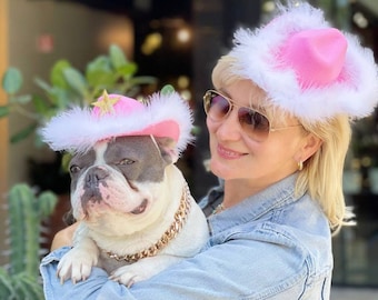 Cowboys  hat   for large dog/ Bridal pink hat  /Dog costume /Frenchies cowboy hat /