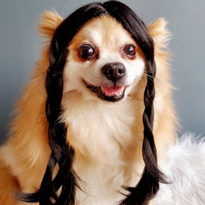Wednesday wig for dog / Addams Family Cute pet braided wig black color for dog or cat/Halloween costume wig for dogs / image 5