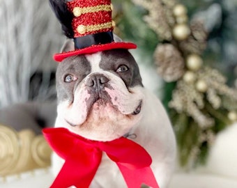 Nutcracker Mini Top Hat  for pets/  Christmas  hat red color for large dog  /Christmas costume