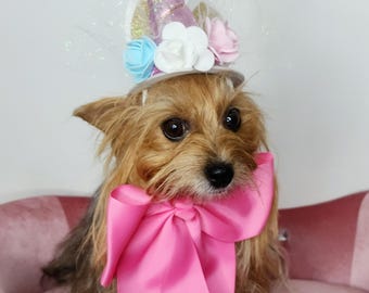 Pet Unicorn Hat and Bow tie  Set listing Halloween Dog Costume
