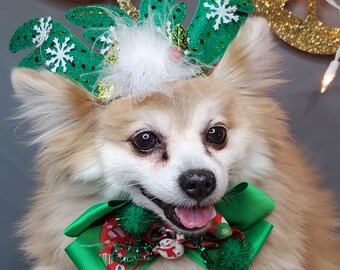 Reindeer ears Santa hat  for dog or cat for Christmas