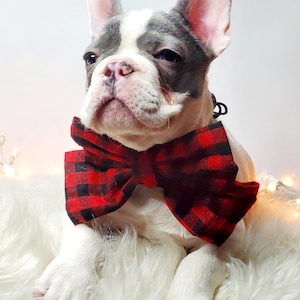 Bow tie Red Buffalo Check print  // Dog Halloween Bow //  Costume || Dog Neck Tie || Pet Bow Tie || Dog Clothes/