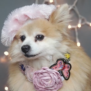 Beret  hat pink  color  for dog or cat / Small animal beret/Beret for dog