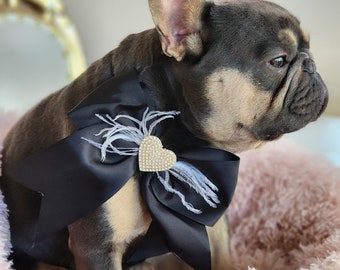 10 Stück Valentinstags-Hundekrawatten Mit Fliege & Rosa Rose | Verstellbare Halsbänder 20-38 Cm | Für Kleine & Mittelgroße Hunde